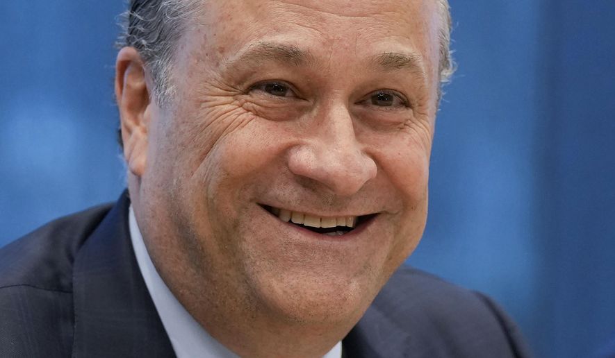 FILE - Doug Emhoff, husband of Vice President Kamala Harris, speaks during a roundtable conversation, Oct. 27, 2023, in Miami. Emhoff met with students and administrators at Cornell University Thursday to offer support to the school’s Jewish community after they faced threats of violence amid Israel’s war against Hamas. (AP Photo/Rebecca Blackwell, File)