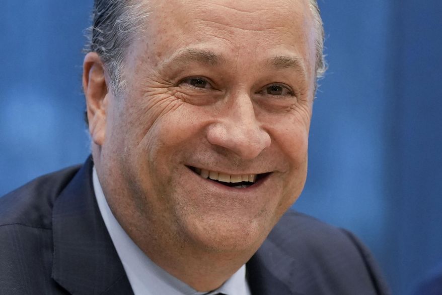 FILE - Doug Emhoff, husband of Vice President Kamala Harris, speaks during a roundtable conversation, Oct. 27, 2023, in Miami. Emhoff met with students and administrators at Cornell University Thursday to offer support to the school’s Jewish community after they faced threats of violence amid Israel’s war against Hamas. (AP Photo/Rebecca Blackwell, File)