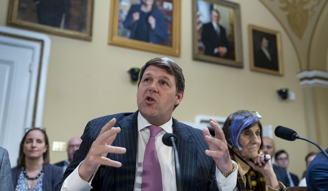 House Budget Committee Chairman Jodey Arrington, R-Texas, joined at right by Rep. Rosa DeLauro, D-Conn., the ranking member on House Appropriations, testifies as the House Rules Committee meets to advance Speaker Kevin McCarthy&#x27;s debt ceiling package for the floor, on Capitol Hill in Washington, Tuesday, April 25, 2023. (AP Photo/J. Scott Applewhite)