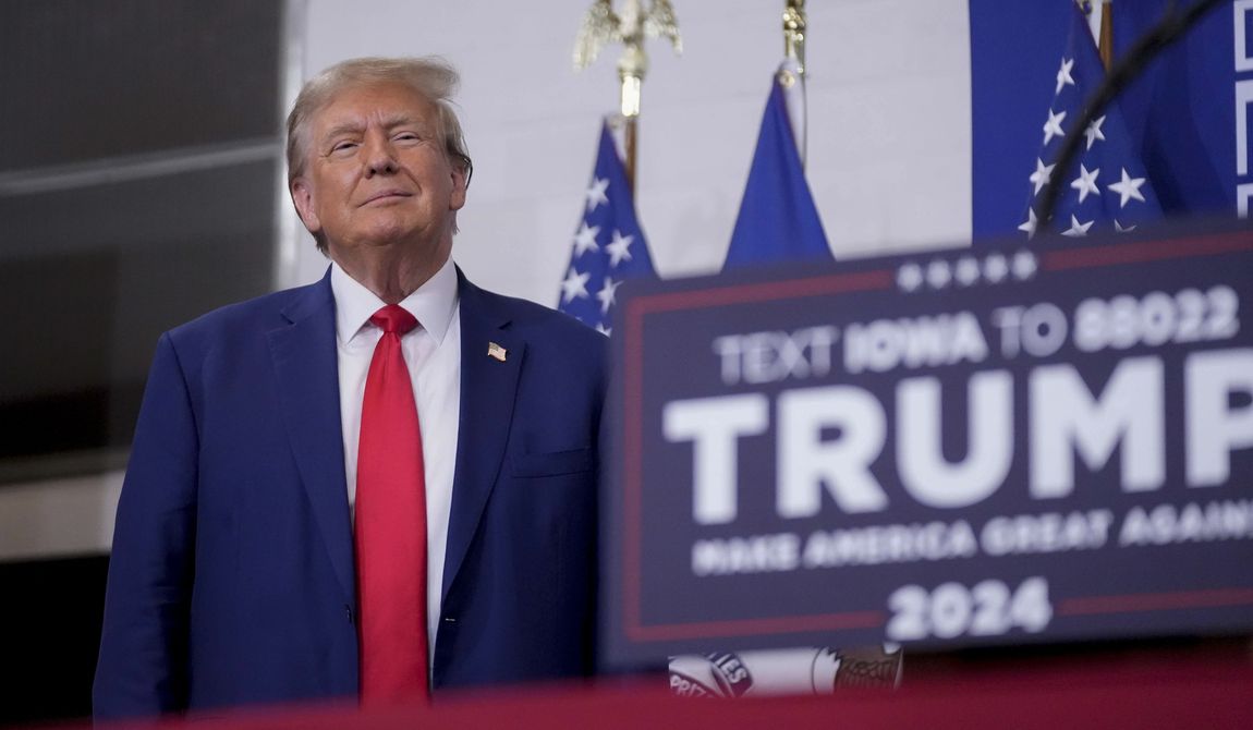 Republican presidential candidate and former President Donald Trump speaks during a rally on Saturday, Nov. 18, 2023, in Fort Dodge, Iowa. (AP Photo/Bryon Houlgrave) **FILE**