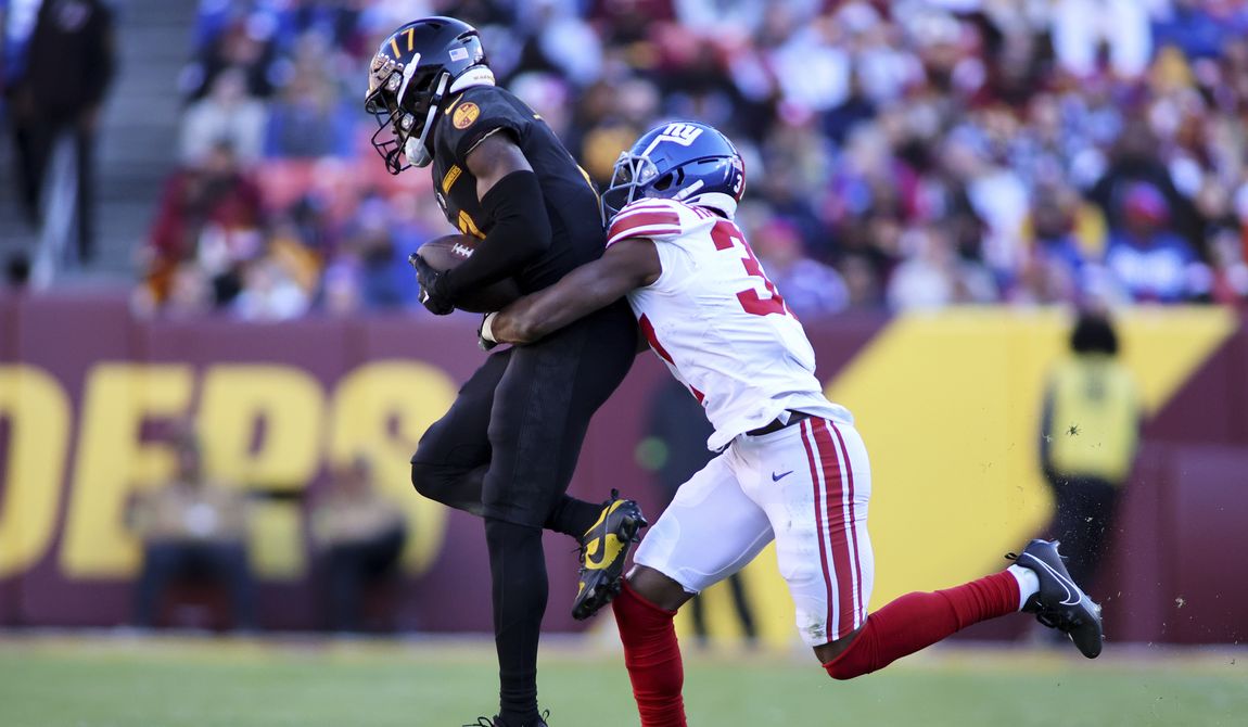 Washington Commanders wide receiver Terry McLaurin (17) makes a catch during an NFL football game against the New York Giants, Sunday, November 19, 2023 in Landover, Md. (AP Photo/Daniel Kucin Jr.) **FILE**