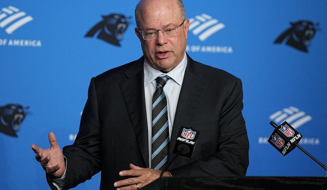 Carolina Panthers owner David Tepper speaks during an NFL football news conference Tuesday, Nov. 28, 2023, in Charlotte, N.C. (AP Photo/Chris Carlson)