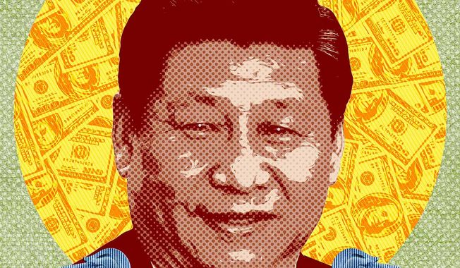 Corporate America applauds, Chinese dictator Xi illustration by Greg Groesch / The Washington Times