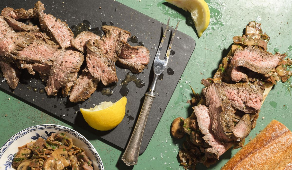 NextImg:Bocadillos with flank steak and mushrooms: Butter and lemon juice enrich Spanish steak sandwiches