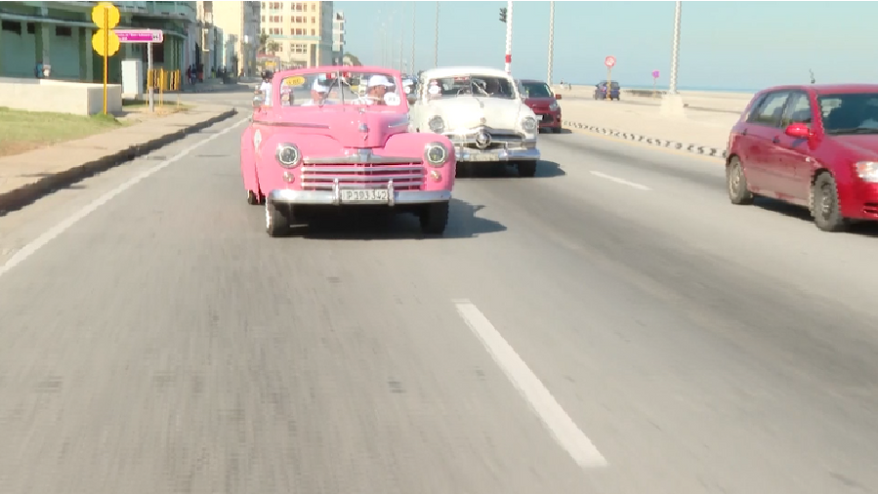 Classic American cars that one would expect to see in museums in the United States raced in the streets of Havana on Sunday during the annual Classic and Antique Cars Rally. File photo credit: AP video