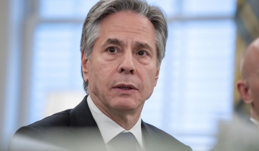 Secretary of State Antony Blinken speaks during a meeting with human rights leaders at the State Department, Thursday, Dec. 7, 2023 in Washington. (AP Photo/Alex Brandon)