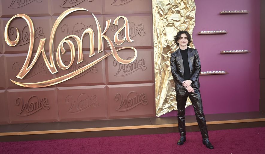 Timothee Chalamet arrives at the premiere of &quot;Wonka&quot; on Sunday, Dec. 10, 2023, at Regency Village Theatre in Westwood, Calif. (Photo by Richard Shotwell/Invision/AP)