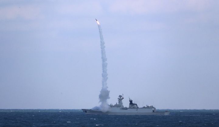 In this photo released by Xinhua News Agency, Chinese naval frigate Binzhou takes part in joint naval drills with Russian warships in the East China Sea on Dec. 27, 2022. The head of the U.S. Indo-Pacific Command said Monday, Dec. 18, 2023, he is “very concerned” about increased joint military actions by China and Russia in the region. (Xu Wei/Xinhua via AP, File)