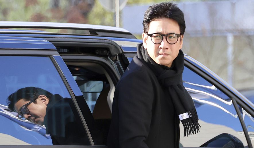 Actor Lee Sun-kyun gets off a car upon his arrival at the Incheon Metropolitan Police in Incheon, South Korea, Saturday, Dec. 23, 2023. Lee of the Oscar-winning movie “Parasite” has been found unconscious, South Korean police said Wednesday, Dec. 27. Police officers discovered an unconscious Lee at an unidentified Seoul location on Wednesday but gave no further details, police said. (Son Hyun-kyu/Yonhap via AP)