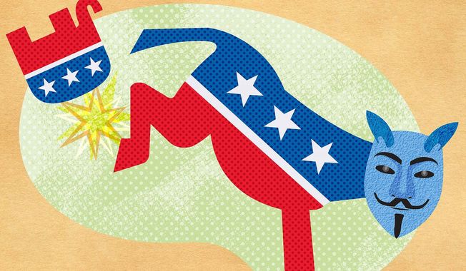 Democrats attack Republicans and the whole system illustration by Greg Groesch / The Washington Times