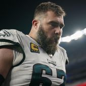 Philadelphia Eagles center Jason Kelce (62) walks off the field after an NFL football game against the New York Giants, Sunday, Jan. 8, 2024, in East Rutherford, N.J. Eagles center Jason Kelce has told teammates he intends to retire after 13 NFL seasons, according to three people informed of the decision. They spoke to the AP on condition of anonymity Tuesday, Jan. 16, 2024, out of respect for Kelce&#x27;s decision, which has not yet been made public. (AP Photo/Bryan Woolston, File)