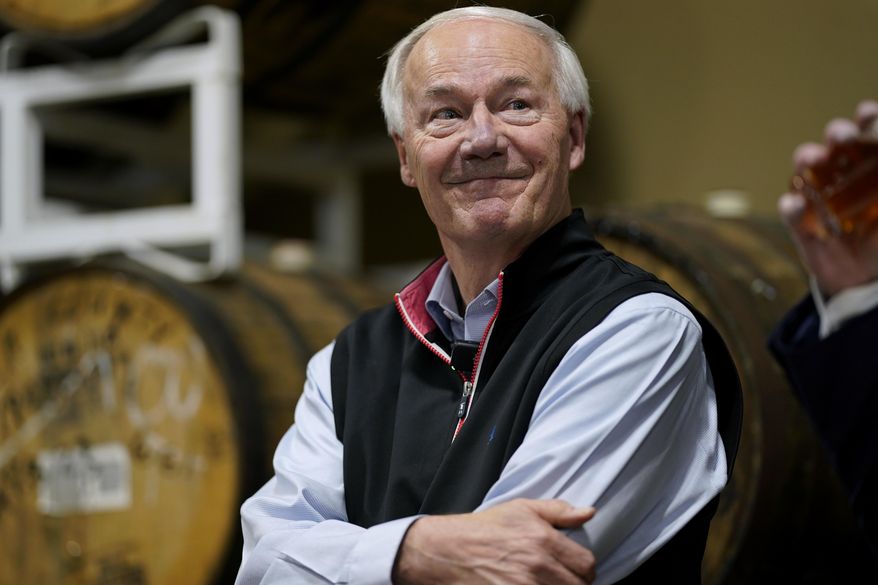 Republican presidential candidate former Arkansas Gov. Asa Hutchinson speaks during a campaign event, Wednesday, Jan. 3, 2024, in Des Moines, Iowa. (AP Photo/Charlie Neibergall)