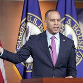 House Minority Leader Hakeem Jeffries, D-N.Y., speaks during his weekly news conference on Capitol Hill Thursday, Jan. 18, 2024, in Washington. (AP Photo/Mariam Zuhaib)