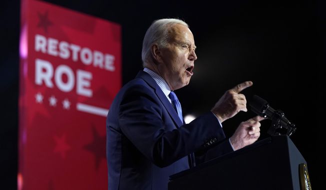 President Joe Biden speaks during an event on the campus of George Mason University in Manassas, Va., Tuesday, Jan. 23, 2024, to campaign for abortion rights, a top issue for Democrats in the upcoming presidential election. (AP Photo/Susan Walsh)