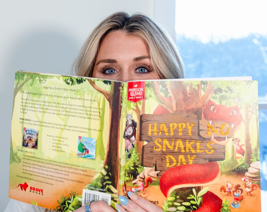 Riley Gaines, a 12-time All-American swimmer at the University of Kentucky, released "Happy No Snakes Day," her first children's book for Brave Books, on Jan. 25, 2024. The story is illustrated by Romont Willy. (Photo courtesy Amplifi Agency)