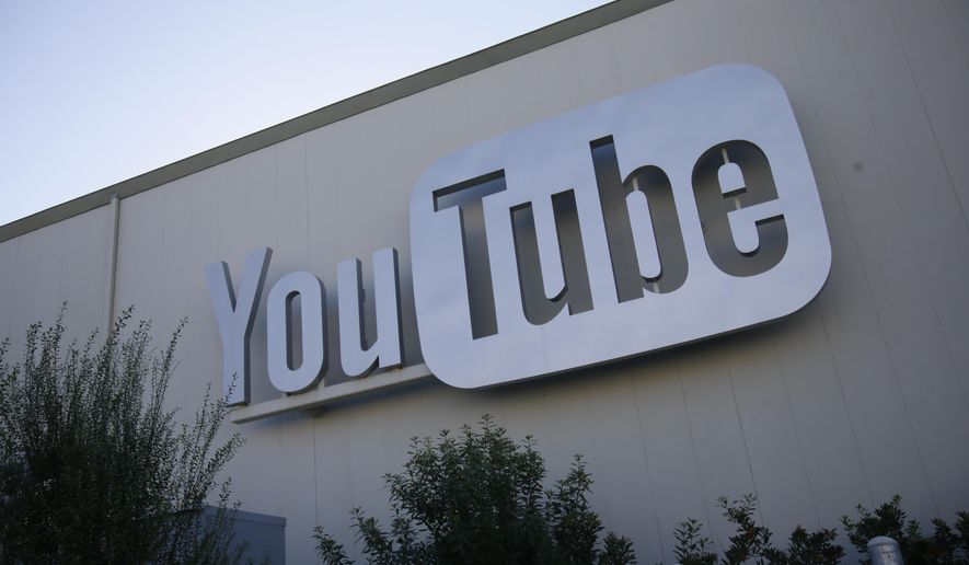 Signage is affixed at the YouTube Space offices in Los Angeles on Oct. 21, 2015. (AP Photo/Danny Moloshok) **FILE**