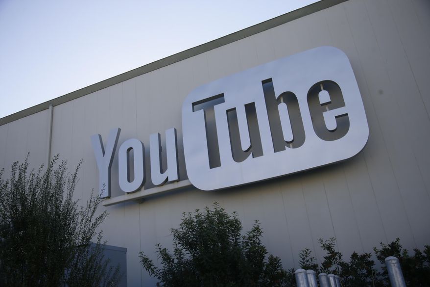 Signage is affixed at the YouTube Space offices in Los Angeles on Oct. 21, 2015. (AP Photo/Danny Moloshok) **FILE**