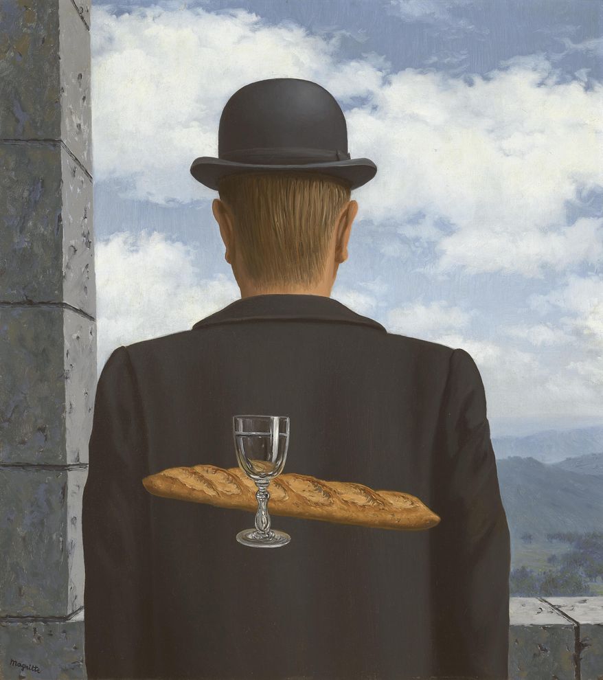 This photo released by Christie’s auction house on Saturday Feb. 3, 2024, shows “L’ami intime” (The Intimate Friend) by surrealist painter René Magritte. A major work by Magritte that hasn’t been shown in public for a quarter century could fetch 50 million pounds ($64 million) at auction next month. Christie’s auction house announced Saturday Feb. 3, 2024 that it will offer “L’ami intime” (The Intimate Friend) at a March 7 sale in London marking a century of the surrealist movement in art. (Christie's via AP)