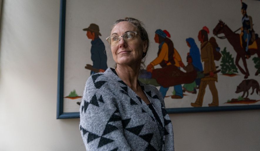 Interim President Dr. Nicky Kay Michael poses for a portrait at Bacone College, on Jan. 8 2024, in Muskogee, Okla. Founded in 1880 as a Baptist missionary college focused on assimilation, Bacone College transformed into an Indigenous-led institution that provided an intertribal community, as well as a degree. (AP Photo/Nick Oxford)