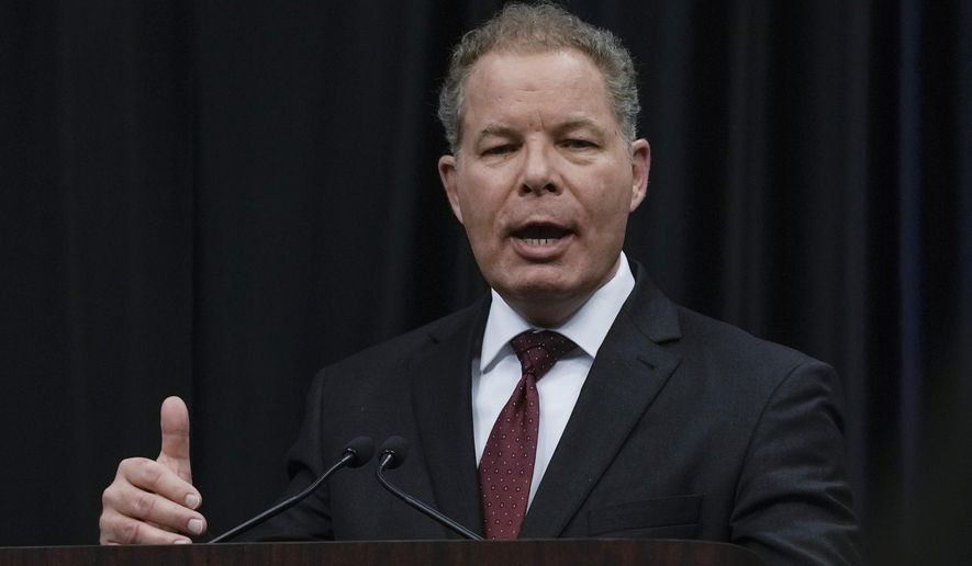 Wisconsin Supreme Court candidate Republican-backed Dan Kelly participates in a debate Tuesday, March 21, 2023, in Madison, Wis. (AP Photo/Morry Gash)