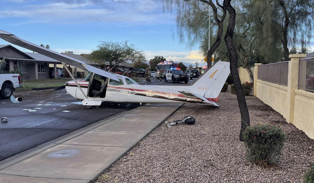 NextImg:No one hurt when small plane makes crash landing on residential street in suburban Phoenix
