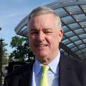 Rep. David Trone stands in front of the Shady Grove Metro stop in Derwood, Md., June 14, 2018. Trone, the wealthy founder of Total Wine and More who has invested more than $23 million in his own campaign, is running in the Democratic primary against Angela Alsobrooks, the chief executive in Prince George&#x27;s County. Republicans hoping to pick up an open U.S. Senate seat in deep-blue Maryland have the most competitive candidate they&#x27;ve had in decades in former Gov. Larry Hogan. (AP Photo/Brian Witte, File)