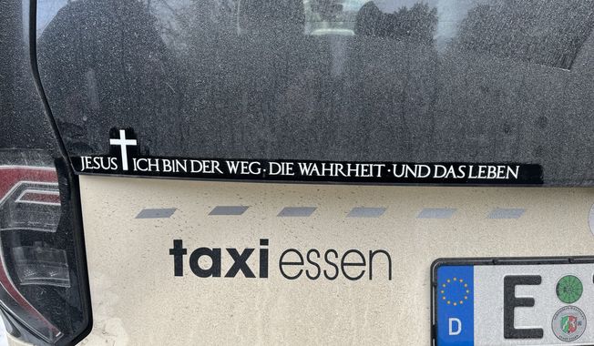 A small decal reading “Jesus: I am the Way, the Truth, and the Life” has netted a Muslim convert to Christianity a $95 fine from authorities in Essen, Germany, who have threatened to increase the assessment to just over $1,000. (Photo courtesy of ADF International, used with permission)