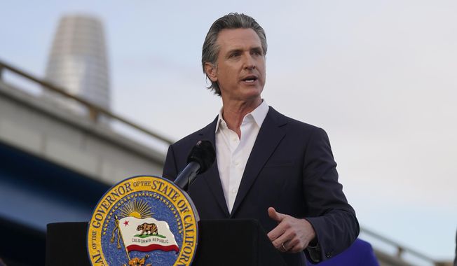 California Gov. Gavin Newsom speaks during a Clean California event in San Francisco, Nov. 9, 2023. On Sunday, Feb. 25, 2024, Newsom announced an advertising campaign to combat proposals in several Republican-controlled states that he said are designed to prohibit out-of-state travel for abortions and other reproductive care. (AP Photo/Jeff Chiu, File)