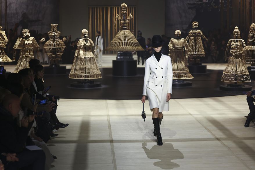 A model wears a creation as part of the Christian Dior Fall/Winter 2024-2025 ready-to-wear collection presented Tuesday, Feb. 27, 2024 in Paris. (Photo by Vianney Le Caer/Invision/AP)