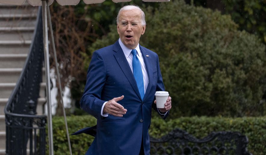 President Joe Biden walks out of the White House in Washington, Wednesday, Feb. 28, 2024, to board Marine One for a short trip to Walter Reed National Military Medical Center in Bethesda, Md., for his annual physical. (AP Photo/Andrew Harnik)