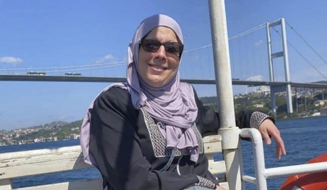 This undated family photo shows Samaher Esmail, a Palestinian-American from Louisiana who is being tried in Israeli military court for incitement, pictured on a family trip to Turkey. Esmail who was beaten, dragged out of her home and detained by Israeli authorities for over three weeks was released on bail Thursday Feb. 29, 2024 to wait out the remainder of her trial in the West Bank, the latest case to draw international attention to the prosecution of an American in Israeli military court. (Family handout via AP)