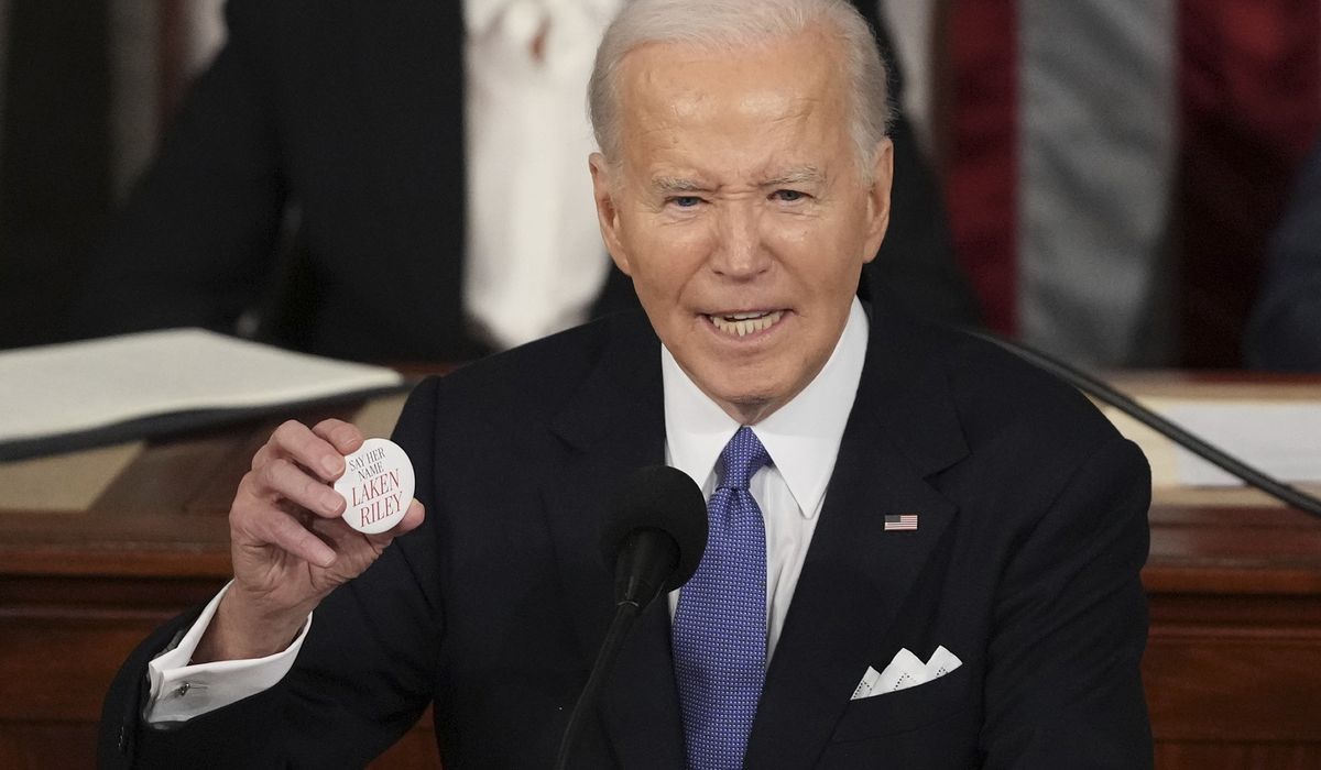 NextImg:Biden bungles name of Laken Riley in State of the Union, says she was ‘killed by an illegal’