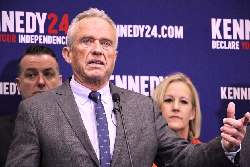 Robert F. Kennedy Jr., an independent candidate for president, announces he has qualified for the 2024 presidential ballot in Utah, Wednesday, Jan. 3, 2024, at a campaign event in Salt Lake City. Utah is the first state where Kennedy has met all the requirements to appear on the ballot. (AP Photo/Hannah Schoenbaum) ** FILE **