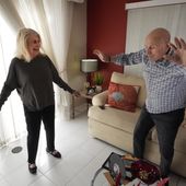 World War II veteran Harold Terens, 100, right, and Jeanne Swerlin, 96, show off their moves as they dance to Bruno Mars&#x27; &quot;Uptown Funk,&quot; Thursday, Feb. 29, 2024, in Boca Raton, Fla. Terens will be honored by France as part of the country&#x27;s 80th anniversary celebration of D-Day. In addition, the couple will be married on June 8 at a chapel near the beaches where U.S. forces landed. (AP Photo/Wilfredo Lee)