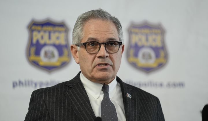 Philadelphia District Attorney Larry Krasner takes part in a news conference in Philadelphia, Monday, March 11, 2024. Krasner announced Monday, March 18, 2024, that a man who spent more than a decade in prison after his arrest as a teen won&#x27;t be retried in a 2011 quadruple shooting. C.J. Rice, now 30, has been free since a federal judge late last year found his trial lawyer deficient and the state&#x27;s case weak. (AP Photo/Matt Rourke, File)