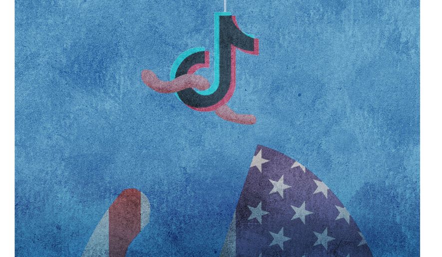 Chinese Communist Party and TikTok in U.S. illustration by Alexander Hunter/The Washington Times