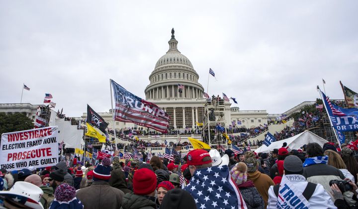 Rioters loyal to President Donald Trump rally at the U.S. Capitol in Washington on Jan. 6, 2021. (AP Photo/Jose Luis Magana, File)