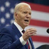 President Joe Biden delivers remarks during a campaign event with Vice President Kamala Harris in Raleigh, N.C., Tuesday, March 26, 2024. (AP Photo/Stephanie Scarbrough)