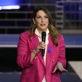 Republican National Committee chair Ronna McDaniel speaks before a Republican presidential primary debate hosted by NBC News, Nov. 8, 2023, at the Adrienne Arsht Center for the Performing Arts of Miami-Dade County in Miami. (AP Photo/Rebecca Blackwell, File)