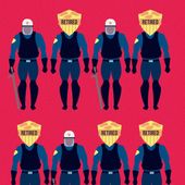 Retired police officers and current police forces illustration by Linas Garsys / The Washington Times