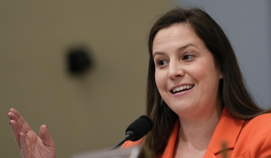 Rep. Elise Stefanik, R-N.Y., speaks during the House Select Committee on Intelligence annual open hearing on world wide threats at the Capitol in Washington, March 9, 2023. (AP Photo/Carolyn Kaster, File)