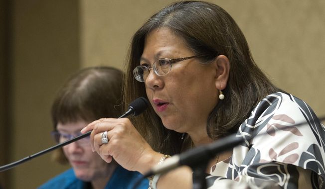 California Controller Betty Yee listens during a meeting on June 28, 2016, in Sacramento, Calif. Former Controller Yee announced, Wednesday, March 27, 2024, that she'd be running for governor in 2026 to succeed outgoing Gov. Gavin Newsom. (AP Photo/Rich Pedroncelli, File)