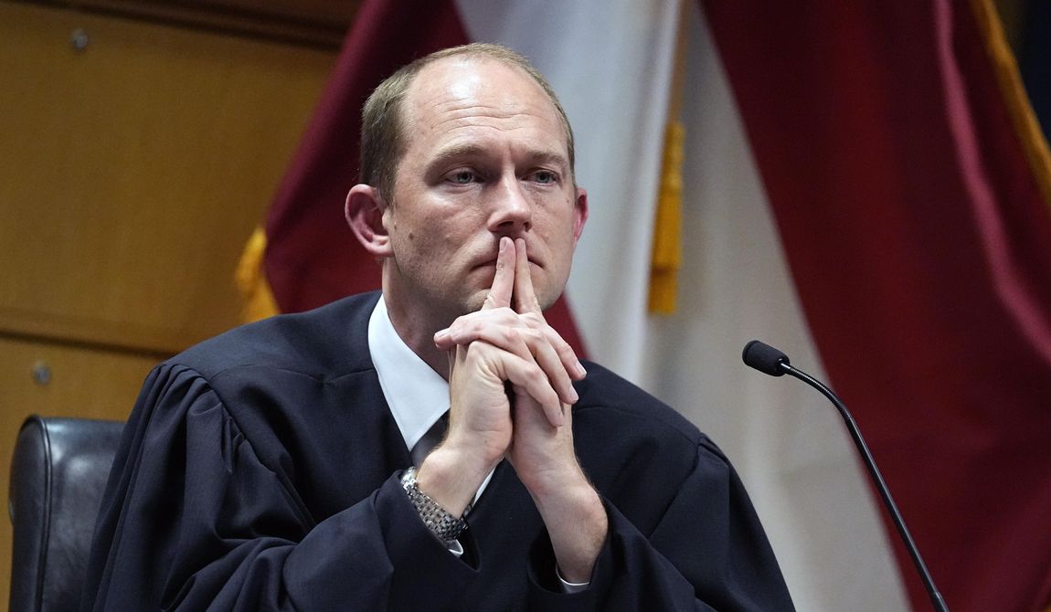 Fulton County Superior Judge Scott McAfee presides in court, Feb. 27, 2024, in Atlanta. (AP Photo/Brynn Anderson, Pool, File)