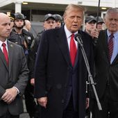 Former President Donald Trump speaks during a news conference after attending the wake of New York City police officer Jonathan Diller, Thursday, March 28, 2024, in Massapequa Park, N.Y. Diller was shot and killed Monday during a traffic stop, the city&#x27;s mayor said. It marked the first slaying of an NYPD officer in two years. (AP Photo/Frank Franklin II)