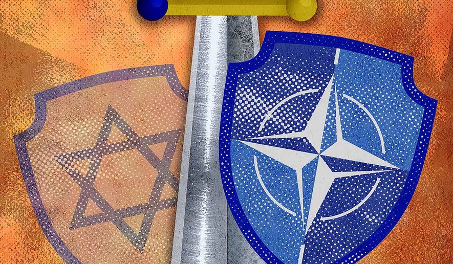 Israeli and Ukraine defense strategy illustration by Greg Groesch / The Washington Times