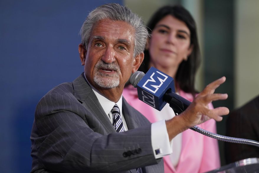 Ted Leonsis, owner of the Washington Wizards NBA basketball team and Washington Capitals NHL hockey team, speaks during a news conference at Capitol One Arena in Washington, Wednesday, March 27, 2024. (AP Photo/Stephanie Scarbrough) ** FILE **