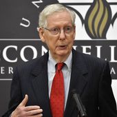 Senate Minority Leader Mitch McConnell, R-Ky., gives remarks during a presentation at the University of Louisville in Louisville, Ky., Tuesday, April 2, 2024. (AP Photo/Timothy D. Easley) ** FILE **
