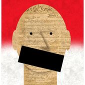 The Constitution and protecting freedom of speech illustration by Alexander Hunter/The Washington Times