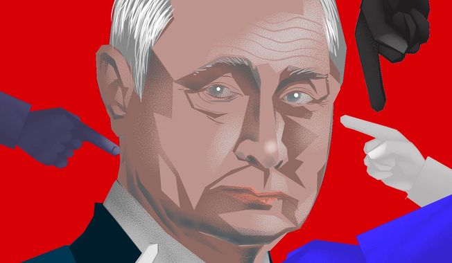 Putin&#x27;s blame game on Ukraine illustration by Linas Garsys / The Washington Times