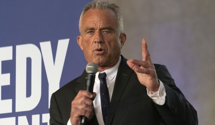 Independent presidential candidate Robert F. Kennedy Jr. speaks to supporters during an event celebrating Cesar Chavez&#x27;s birthday in Los Angeles on Saturday, March 30, 2024. (AP Photo/Richard Vogel) **FILE**